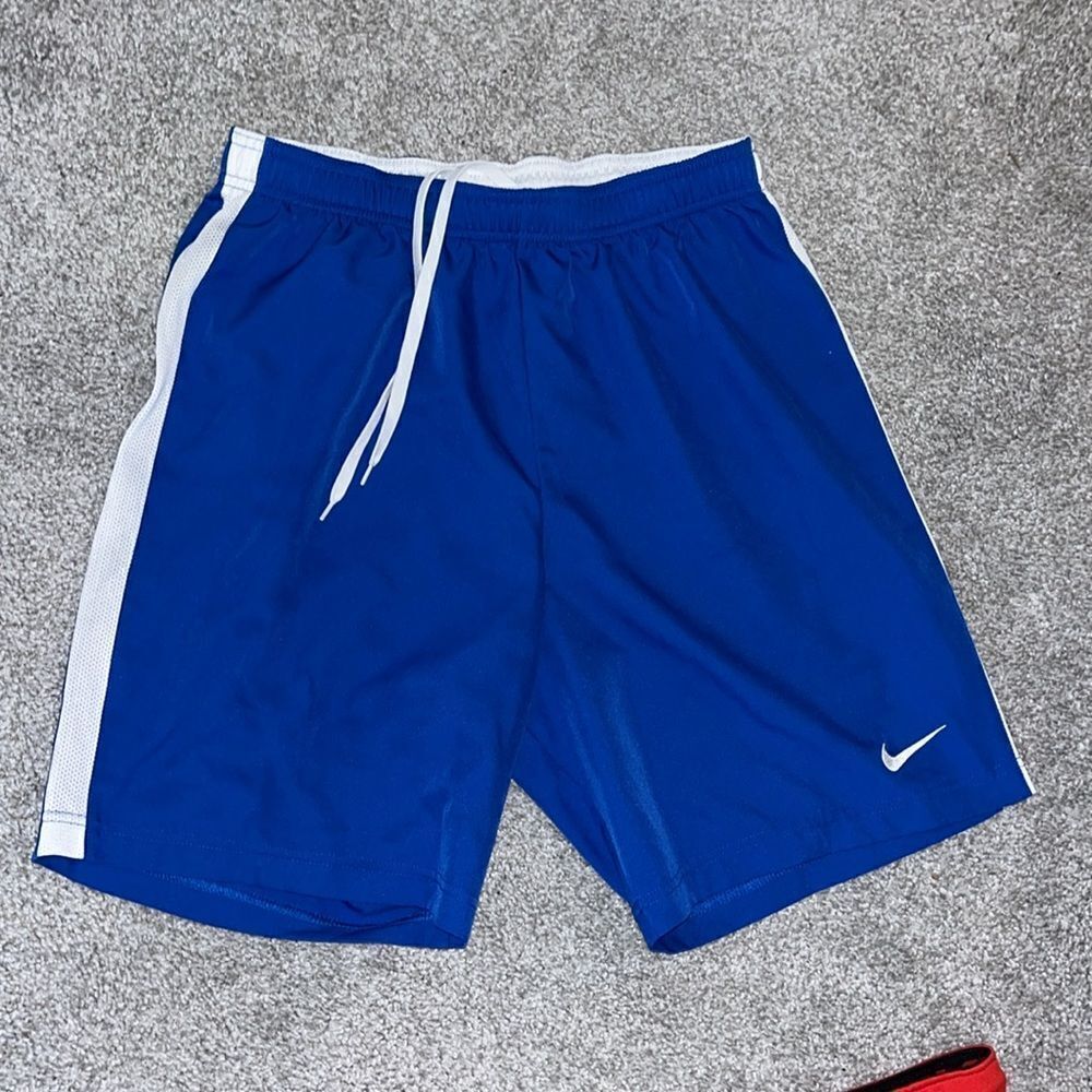 Nike Dri Fit Royal Duke blue running marathon workout NO pocket shorts L